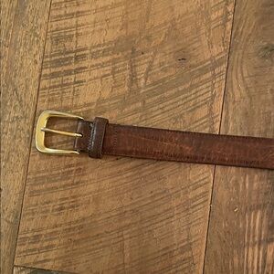 Cole Haan Brown Leather Belt with Gold Buckle